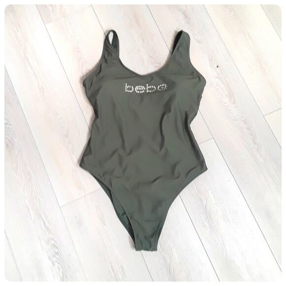 BEBE One Piece Swimsuit Fatigue Green Bathing Suit Size XL Beach Swimwear Summer - Picture 4 of 8